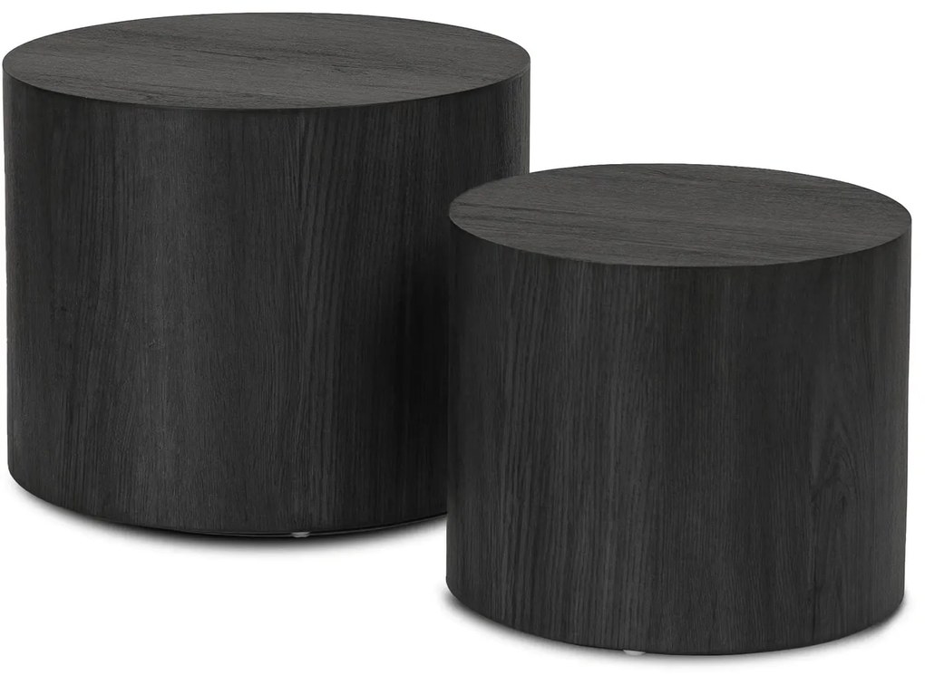 Zestaw Stolików Kawowych LEILA 38 cm/48 cm Czarny Loft