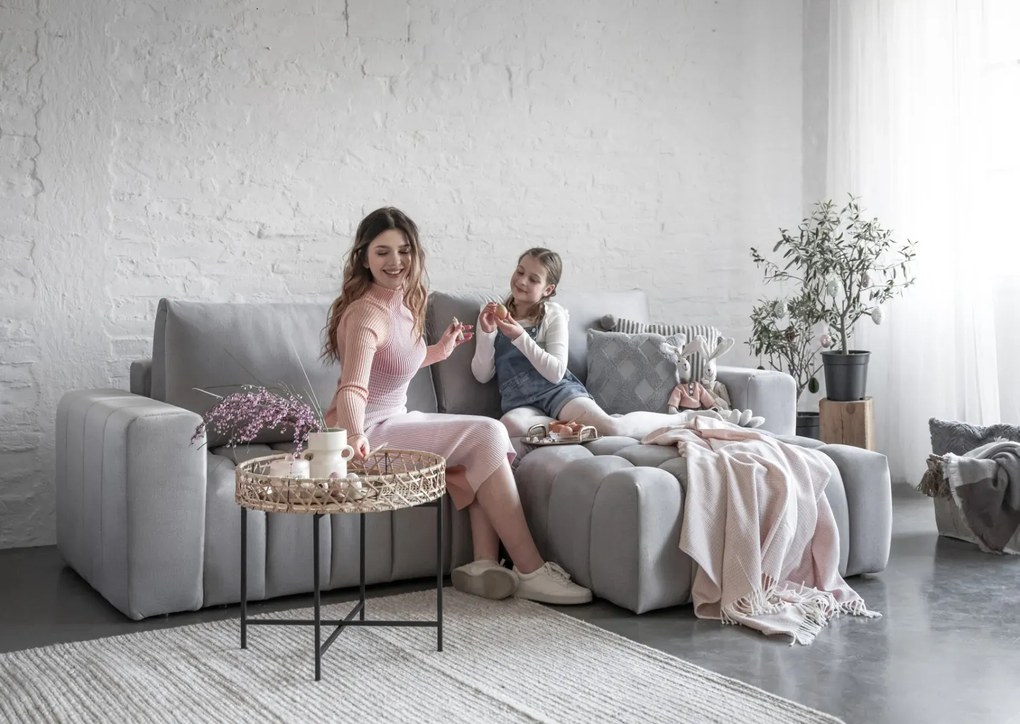 Narożnik z funkcją spania BONETT VELVET szary lewy ELTAP