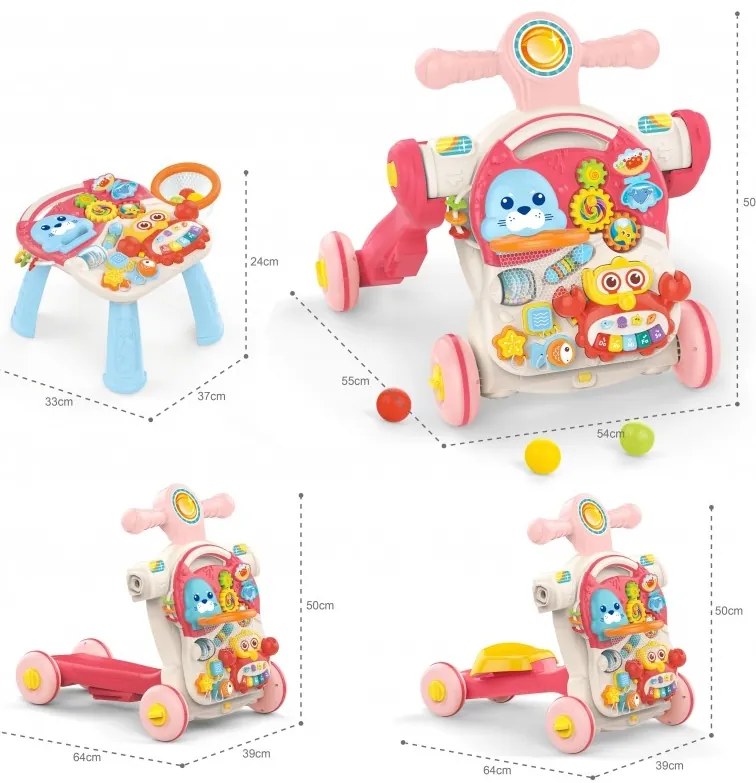 Woopie baby pchacz chodzik stolik edukacyjny hulajnoga jeździk 4w1