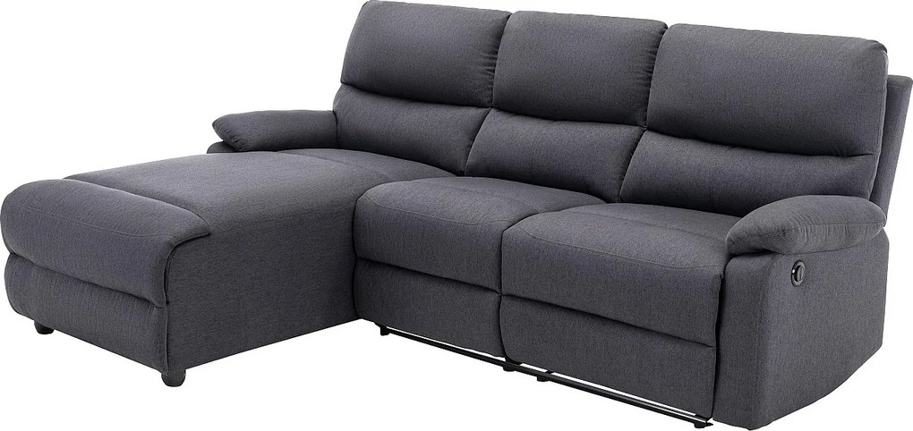 Kanapa narożna z elektryczną funkcją relax z tkaniny – kolor antracytowy – lewostronna -  LUNANO