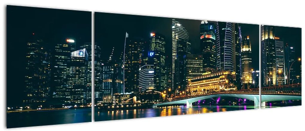 Obraz Singapuru nocą (170x50 cm)