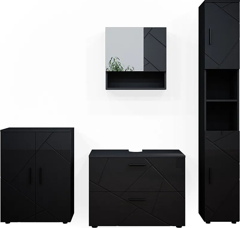 Zestaw mebli łazienkowych antracyt wysoki połysk 80x41x58 irma