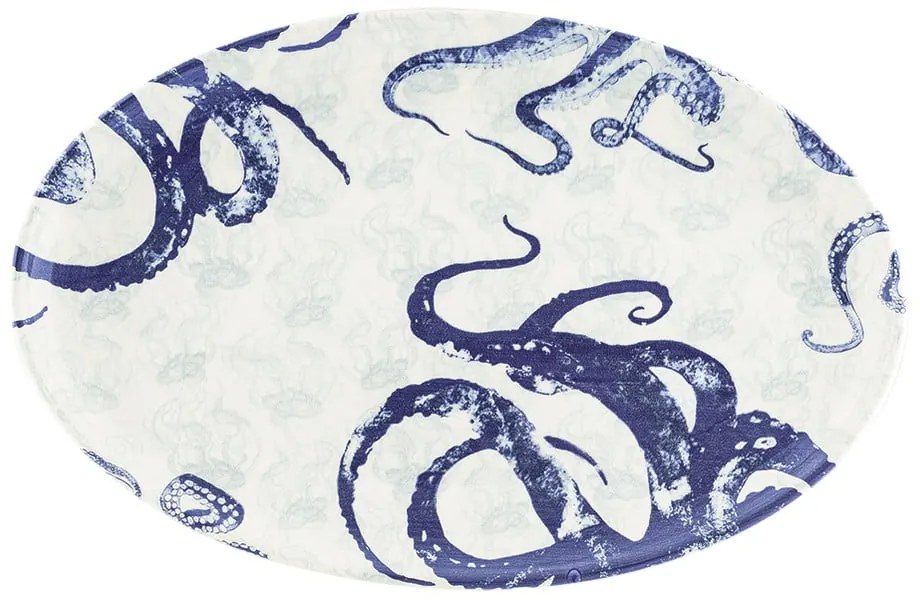 Niebiesko-biały ceramiczny półmisek Villa Altachiara Positano, 40 x 25 cm