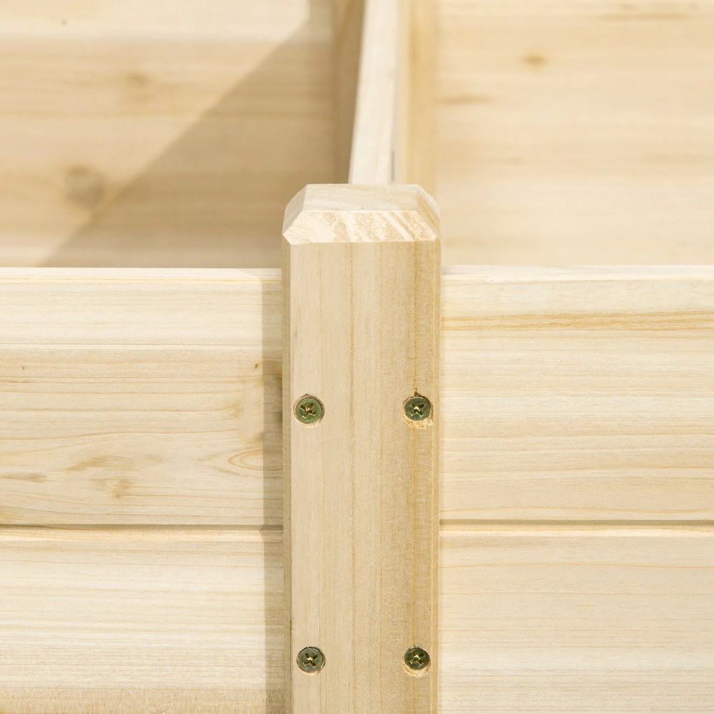 Outsunny Skrzynka na kwiaty z drewna naturalnego Duża sadzarka ogrodowa z 2 miejscami na warzywa 244x615x27cm | Aosom PL