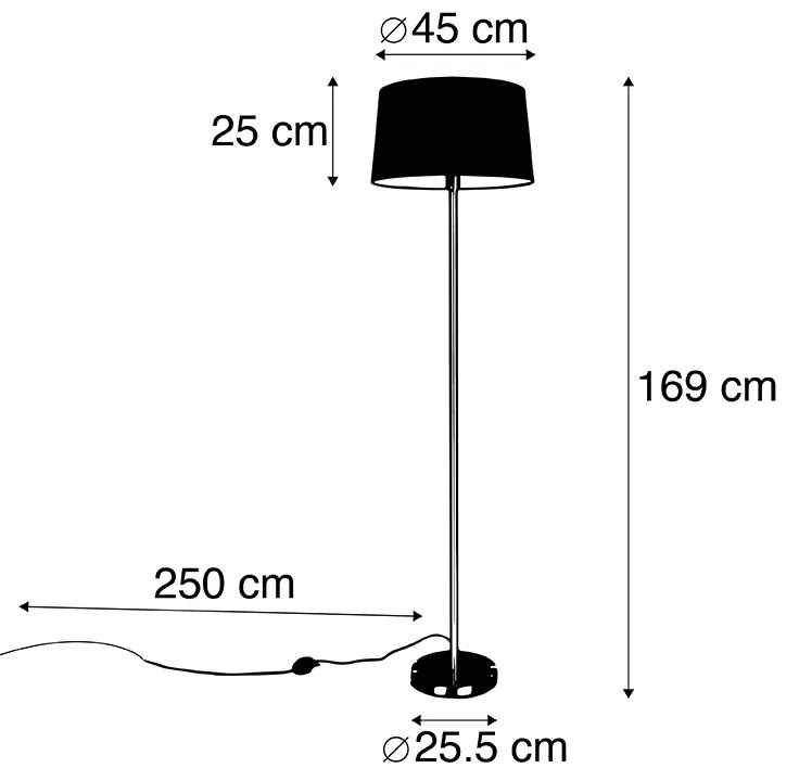 Nowoczesna lampa stojąca czarna z czarnym kloszem 45 cm - Simplo