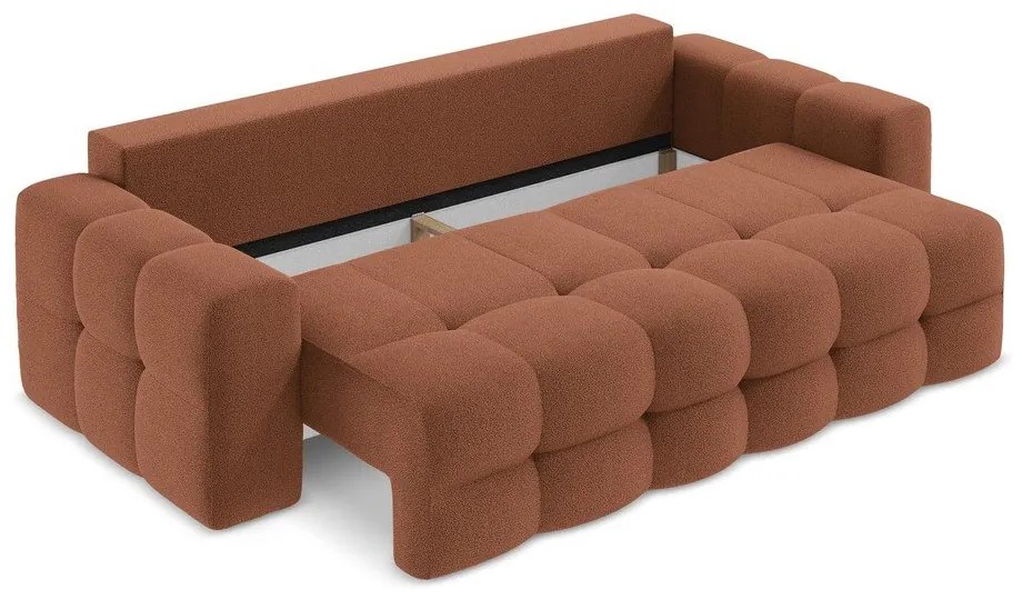 Rozkładana sofa z materiału bouclé w kolorze terakoty 255 cm Milu – Makamii
