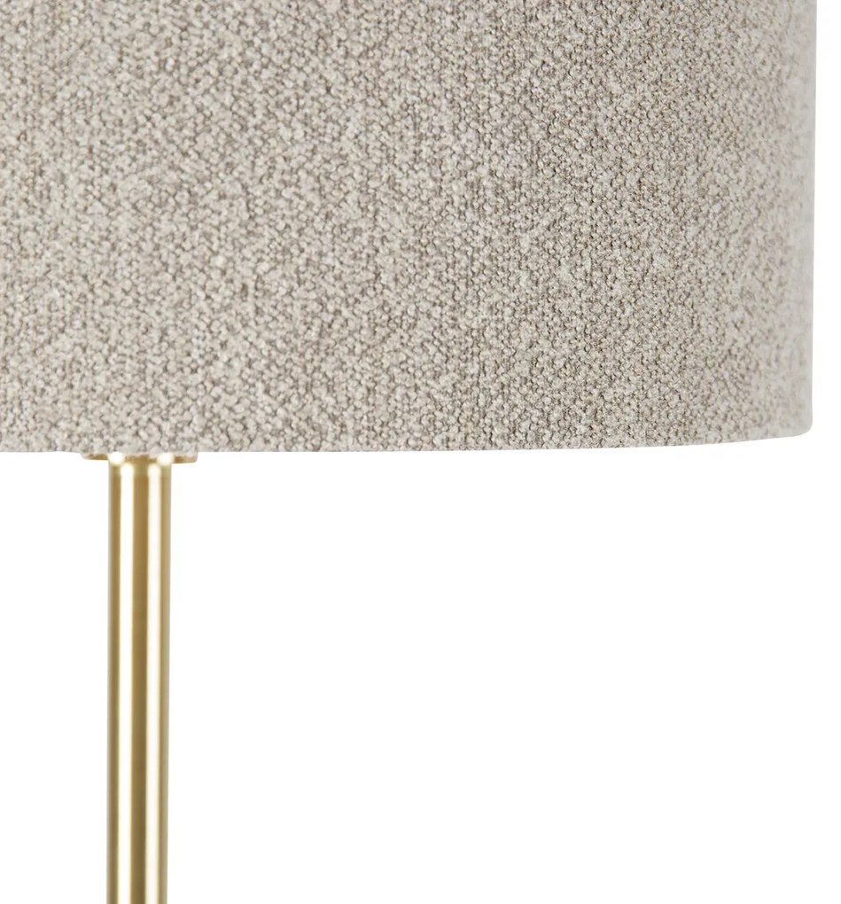 Mosiężna lampa podłogowa z abażurem boucle taupe 50 cm - SimploDesignerski Oswietlenie wewnetrzne