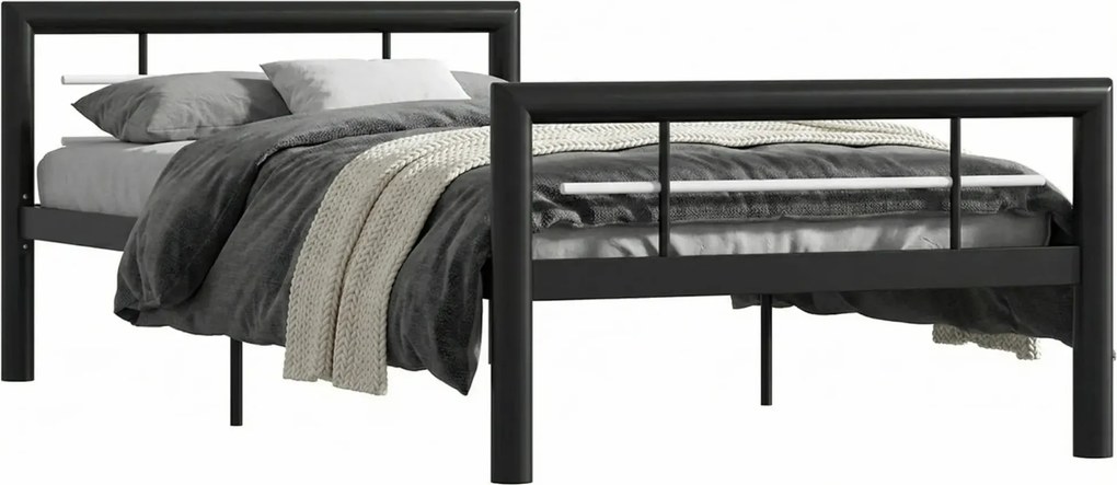 Czarne metalowe łózko w stylu loftowym 90 x 200 cm S1-T12