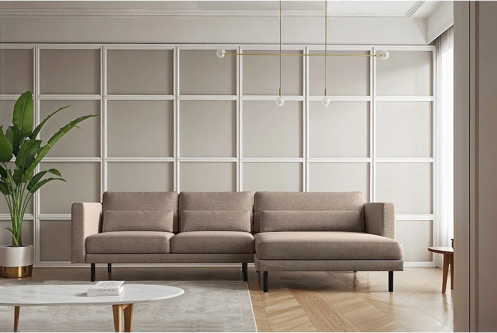 Narożnik w kształcie L Dani L, tkanina Verita, Ciepły beż, Prawy