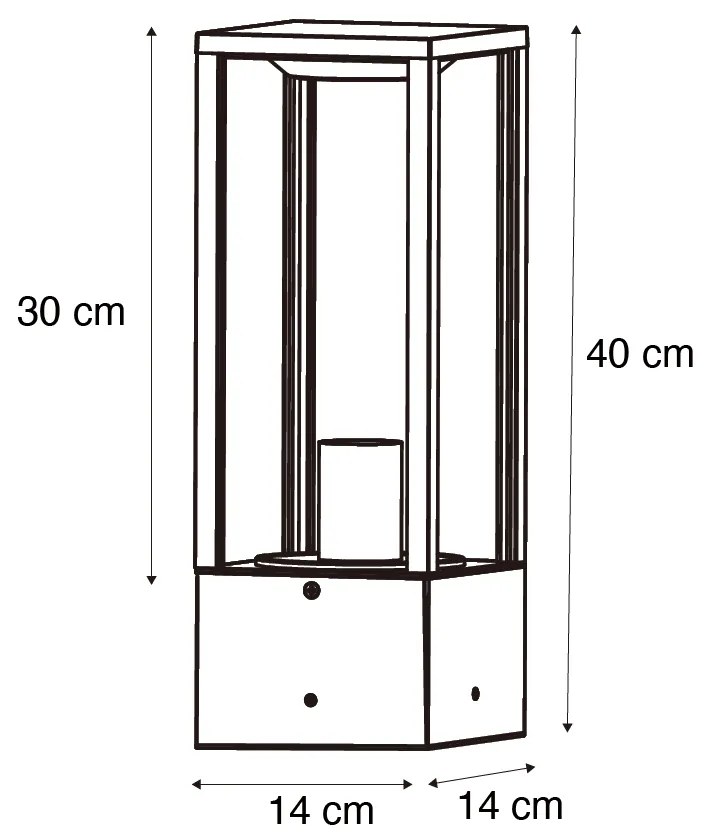 Zewnetrzna Lampa stojąca zewnętrzna czarna z dymionym szkłem 40 cm IP44 - Charlois Nowoczesny Oswietlenie zewnetrzne