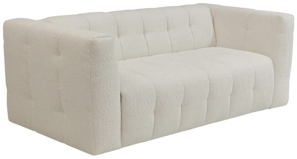 Kanapa 3-osobowa rozkładana typu express z beżowej bukli - Miejsce do spania 140 cm - Materac 13 cm - DILOME