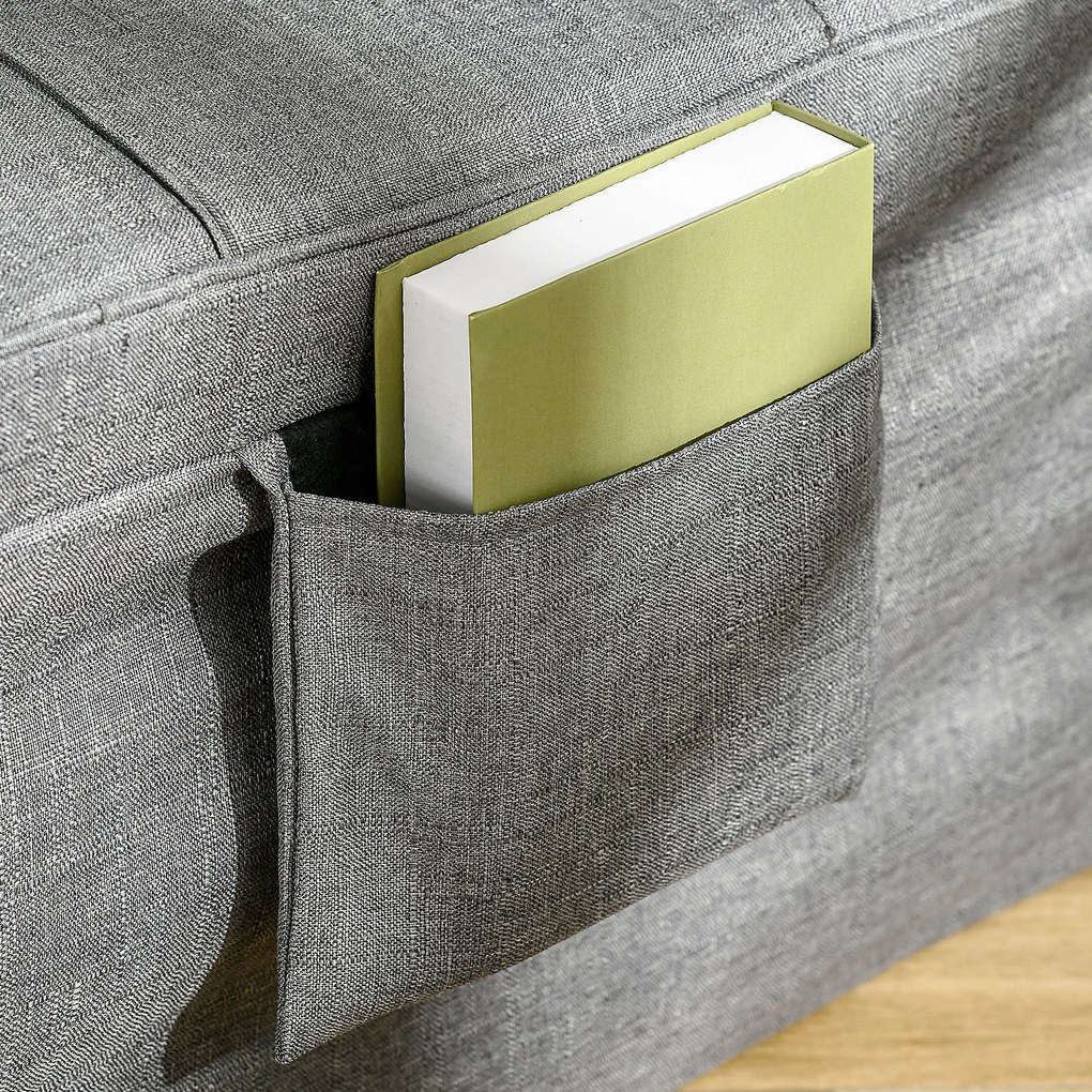 HOMCOM Składane łóżko 4w1, fotel otomana, leżak z piankowym materacem, z regulacją wysokości, łóżeczko podróżne szare 188x75x38 cm