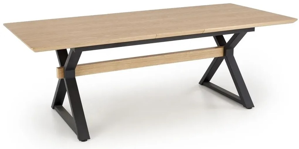 Stół rozkładany HENRY 180(300)x100 dąb naturalny/czarny HALMAR