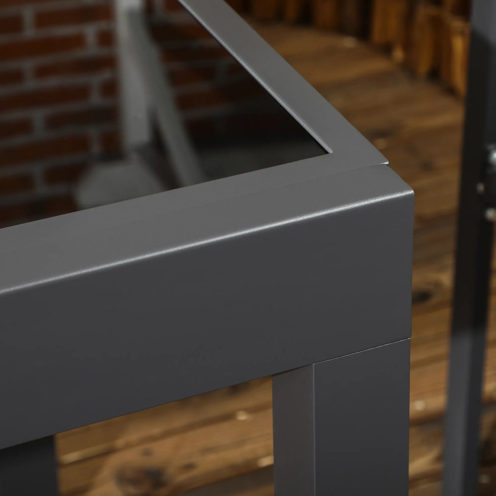 Outsunny Stół ogrodowy, stół do jadalni na taras z rozkładanym blatem, stolik balkonowy z blatem ze szkła, czarny, 160 x 80 x 75 cm