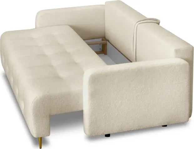 Sofa z Funkcją Spania SEUL Rozkładana Dwuosobowa Beżowa Boucle Glamour