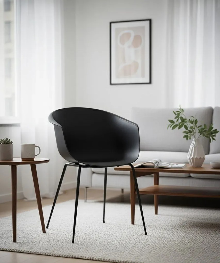 Czarne metalowe krzesło S5-L71