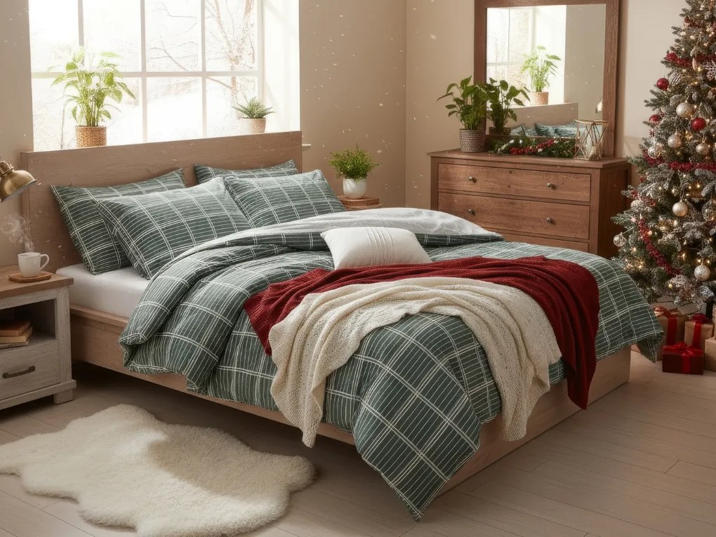 PrzytulneMieszkanie.pl PrzytulneMieszkanie.pl Pościel z bawełny Renforcé FIOREA zielona Rozmiar pościeli: 70 x 90 cm | 140 x 220 cm