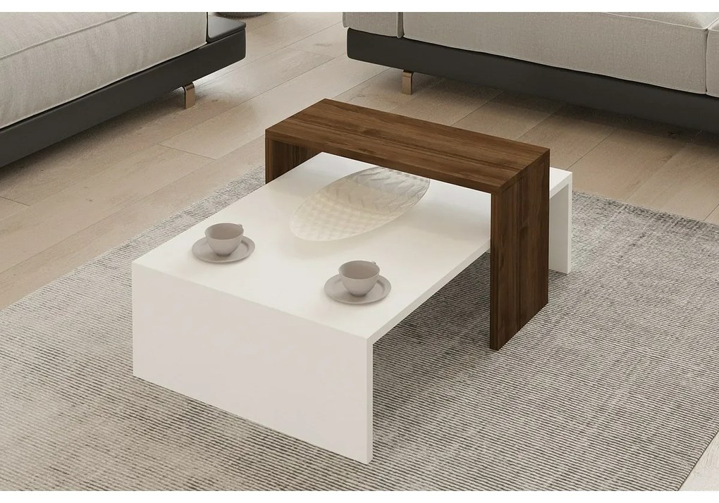 Stolik konferencyjny Glow White and Walnut