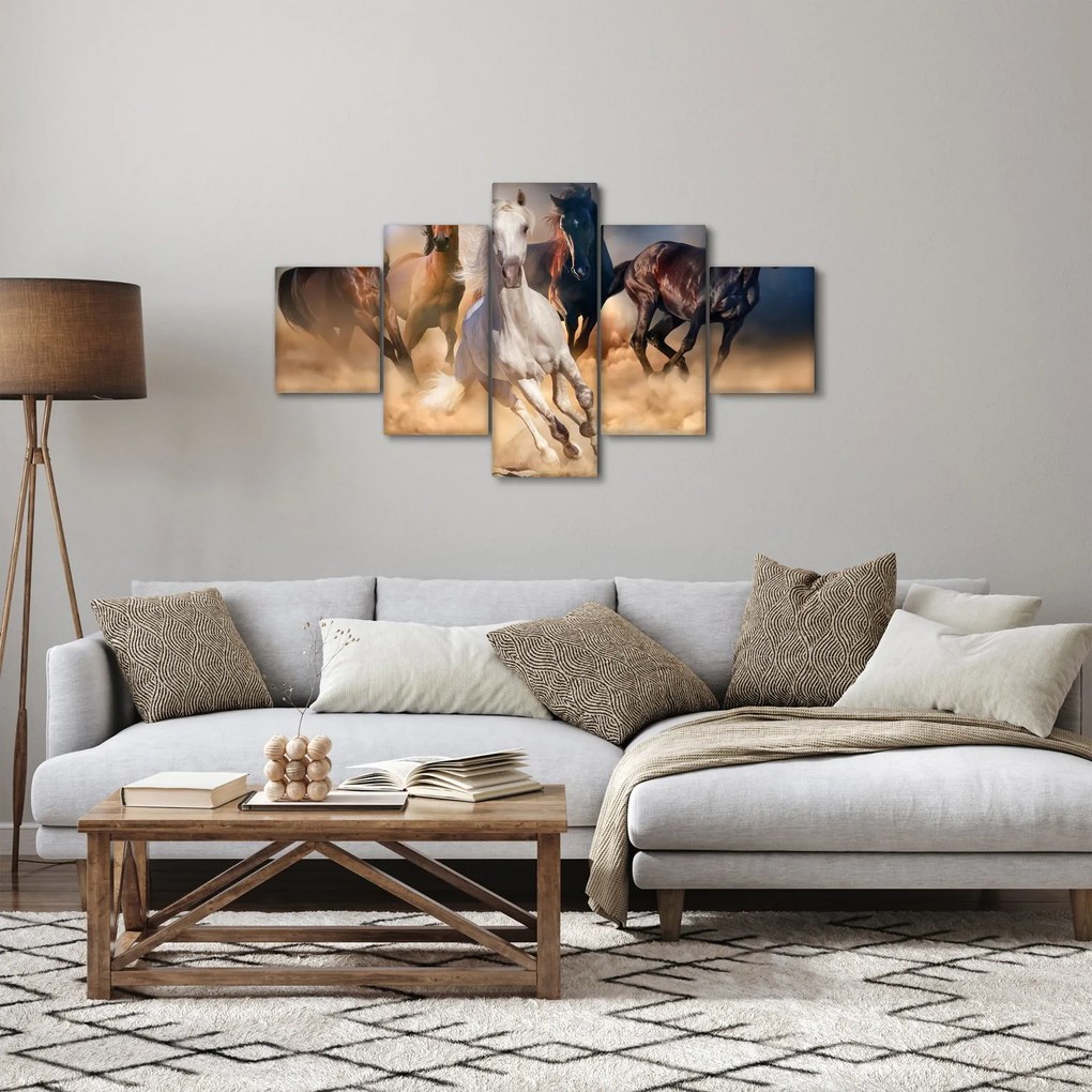 Obraz - Konie na pustyni (125x70 cm)