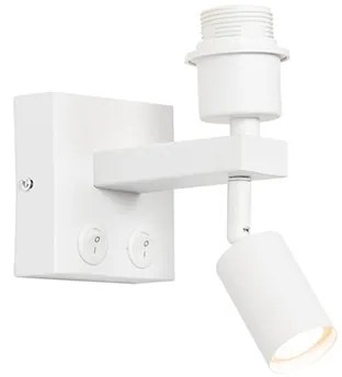 Nowoczesna lampa ścienna biała z lampką do czytania - Brescia