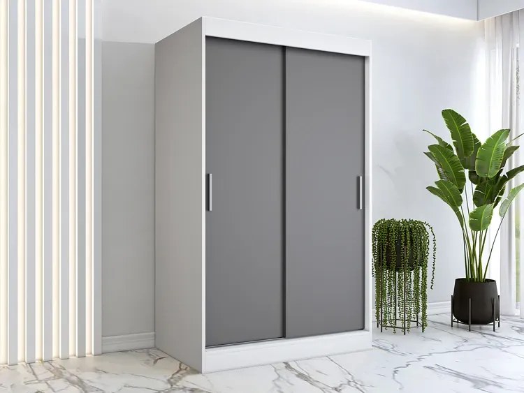 Szafa przesuwna biały + antracyt 120 cm H7-K34