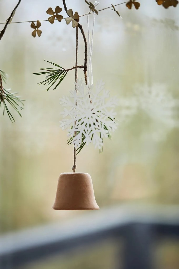 IB Laursen Wisząca ozdoba gliniana CHRISTMAS BELL brązowy