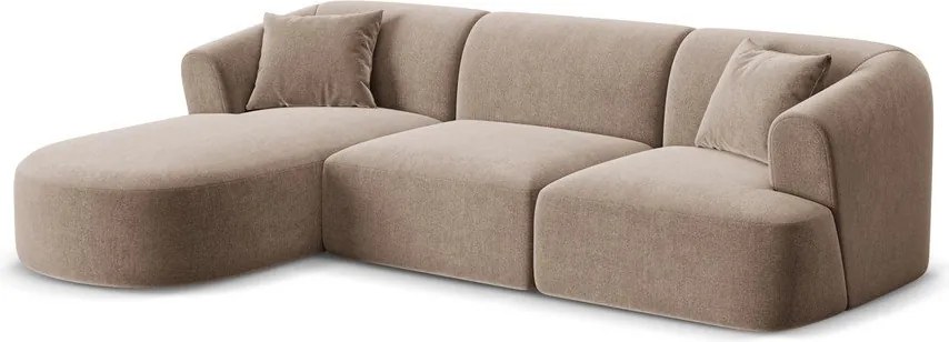 Jasnobrązowy aksamitny narożnik (lewostronny/z szezlongiem) Campi – Cosmopolitan Design