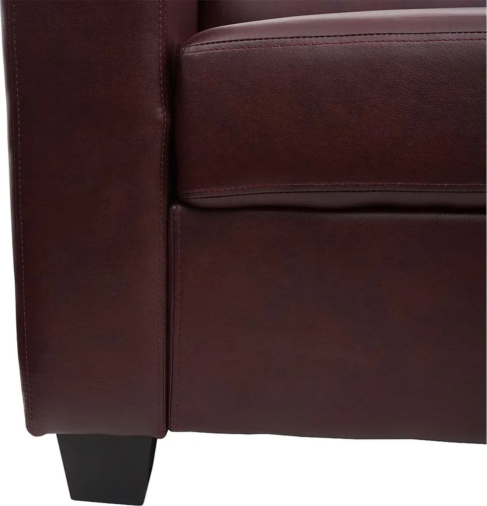 Sofa 3-osobowa Lille,  sztuczna skóra, czerwono-brązowa