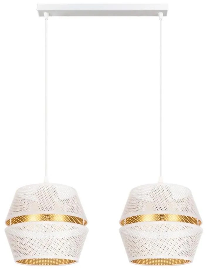 Lampa wisząca PARIS 2xE27/60W/230V biała/złota na linkach