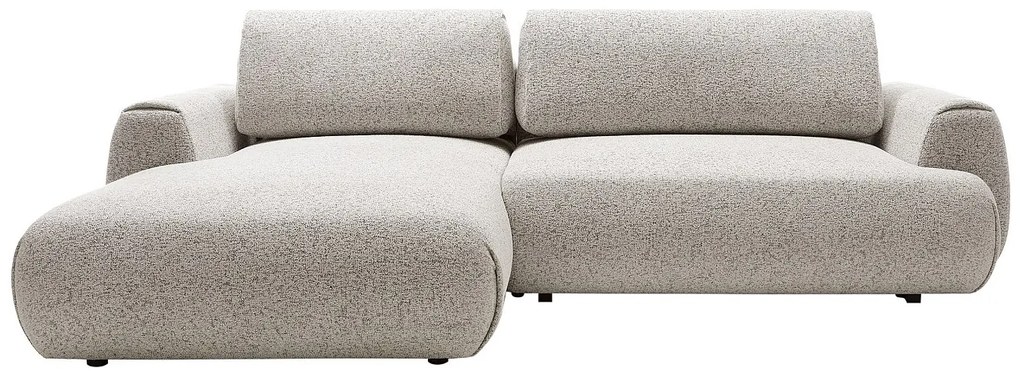 Kanapa narożna lewostronna rozkładana z szarą melanżową tapicerką - MONELIA