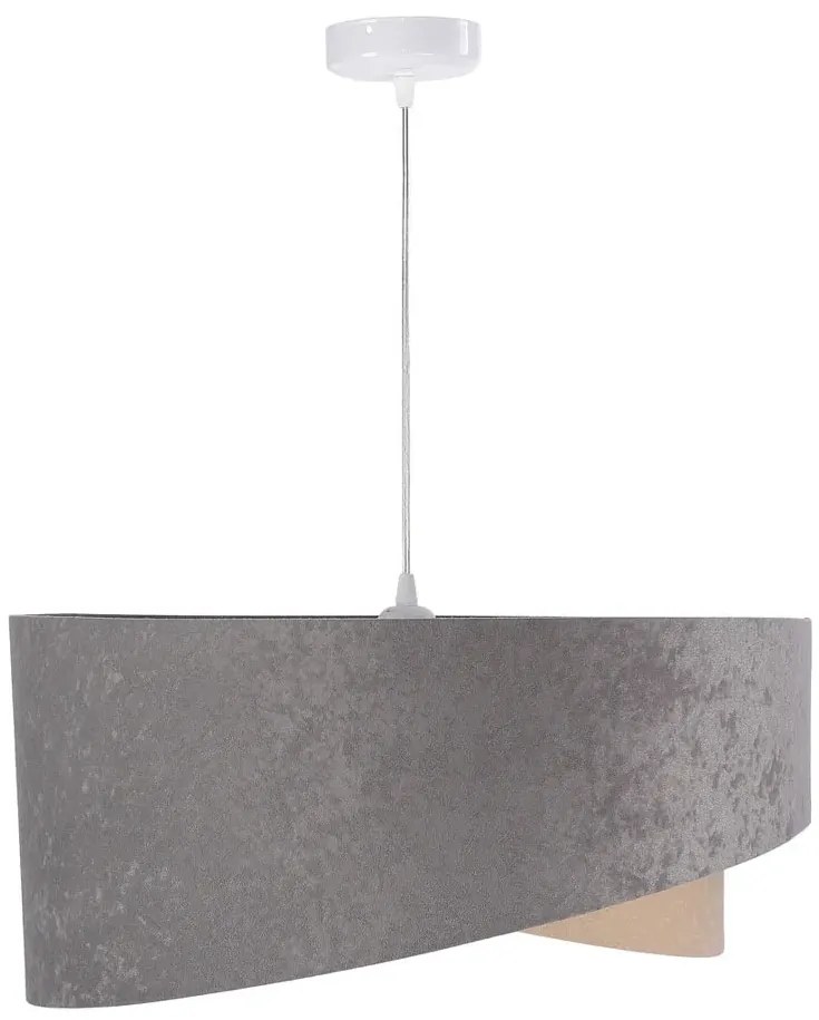 Szaro srebrna lampa wisząca z abażurem 3X EX987 W8-R01