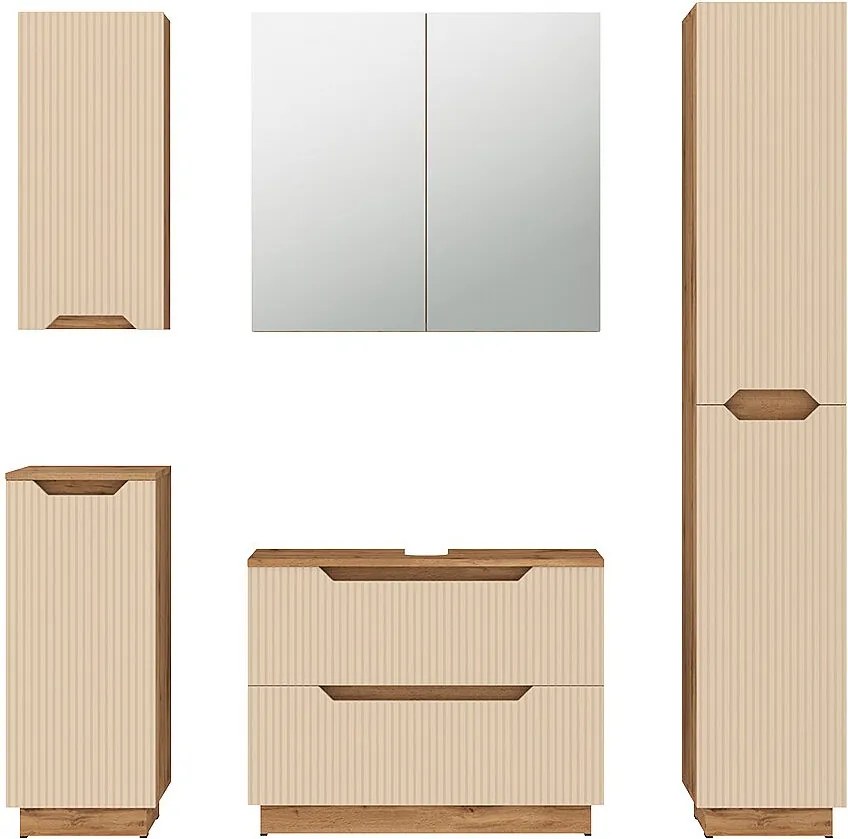Zestaw mebli łazienkowych dąb/kaszmir w paski 79.6x32x62.1 lotta