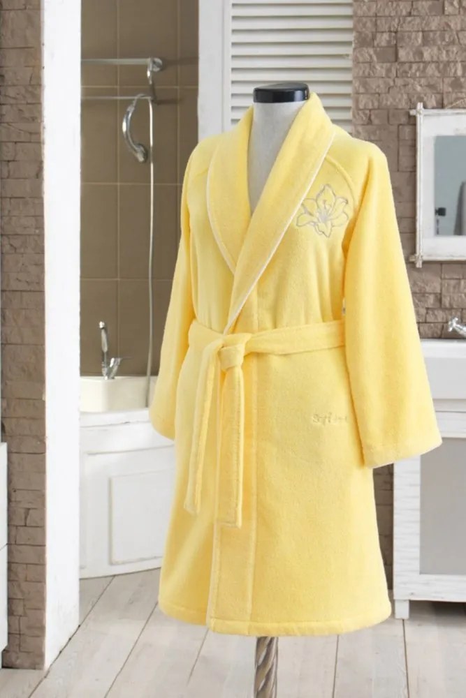 Krótki damski szlafrok LILIUM XS Żółty