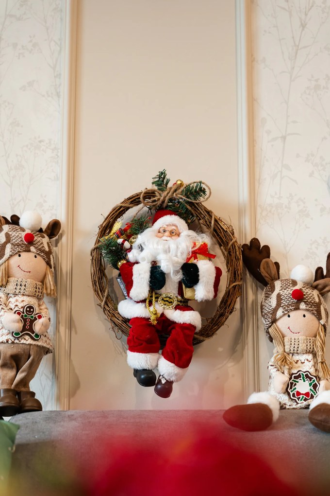 Świąteczny wieniec z Mikołajem, Ø 30 cm