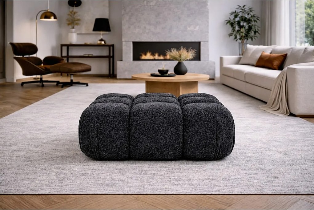 Pufa modułowa, tkanina bukla Abriamo, Grafitowy, Selia