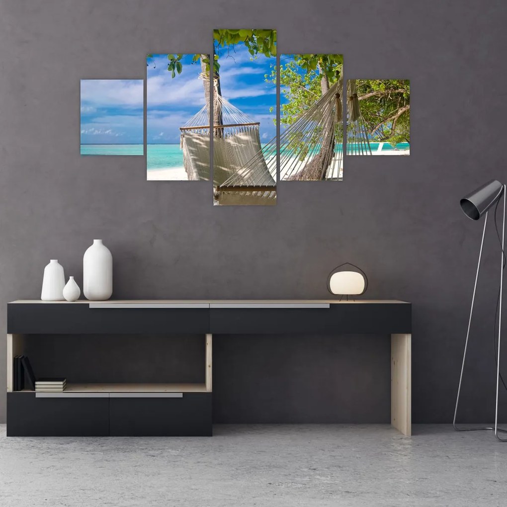 Obraz - Hamak na plaży (125x70 cm)