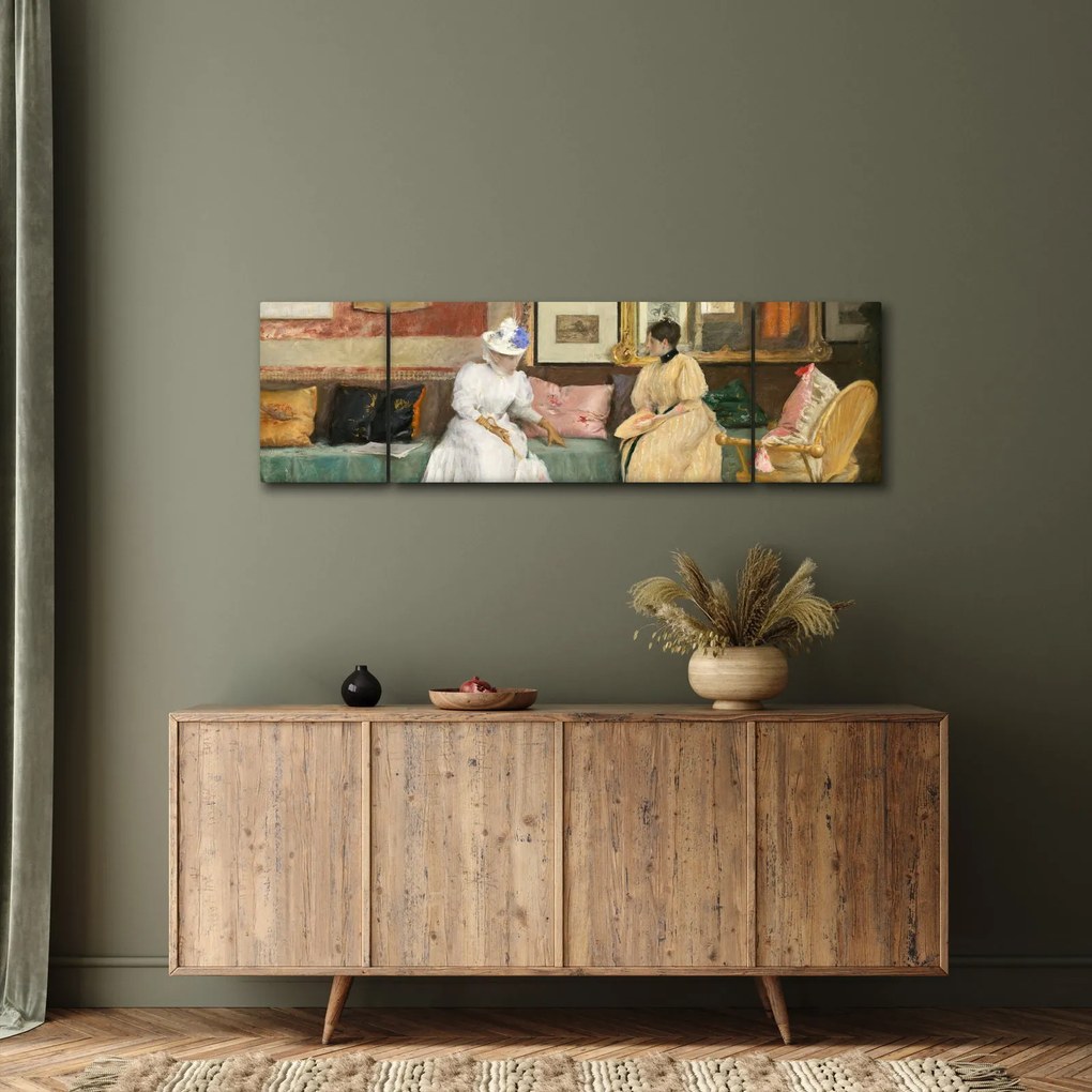 Obraz - William Merritt Chase, A Friendly Call, reprodukcje (170x50 cm)