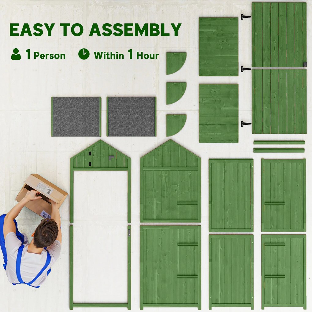 Outsunny Szafka Ogrodowa Drewniana z 3 Półkami, Zamykane Drzwi, Asfaltowy Dach, Wentylacja | Aosom PL