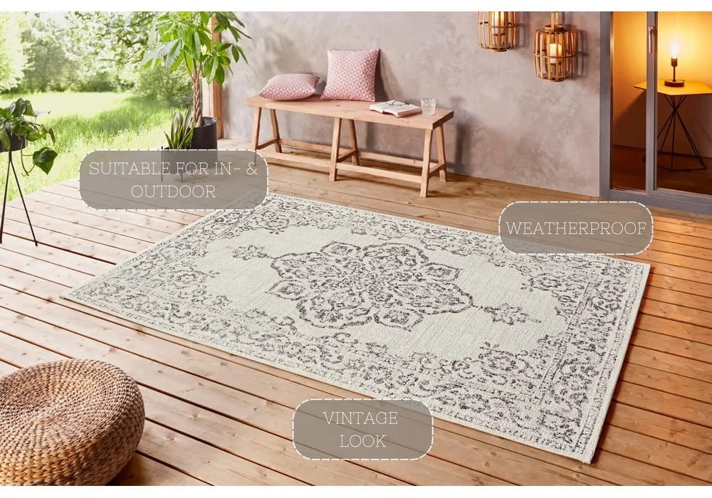 Szaro-kremowy dywan odpowiedni na zewnątrz NORTHRUGS Tilos, 160x230 cm