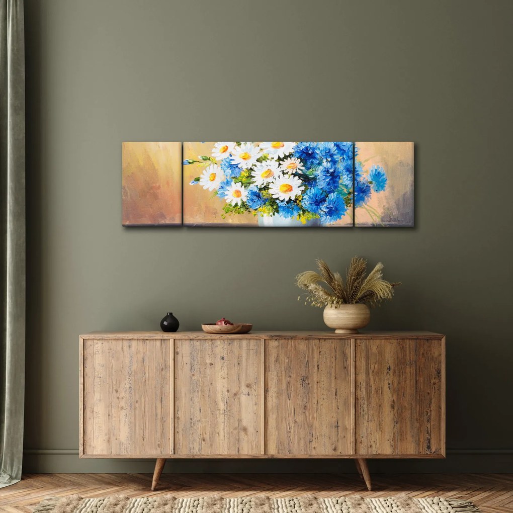 Malowany obraz wazonu z kwiatami (170x50 cm)