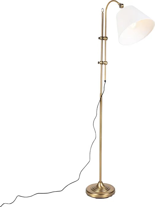 Klasyczna lampa podłogowa brązowa z białym kloszem - Ashley