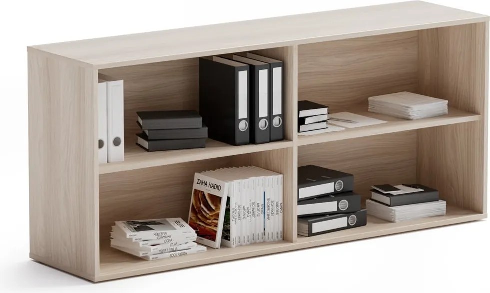 Regał biurowy BLOCK, 1600 × 400 × 710 mm, dąb naturalny