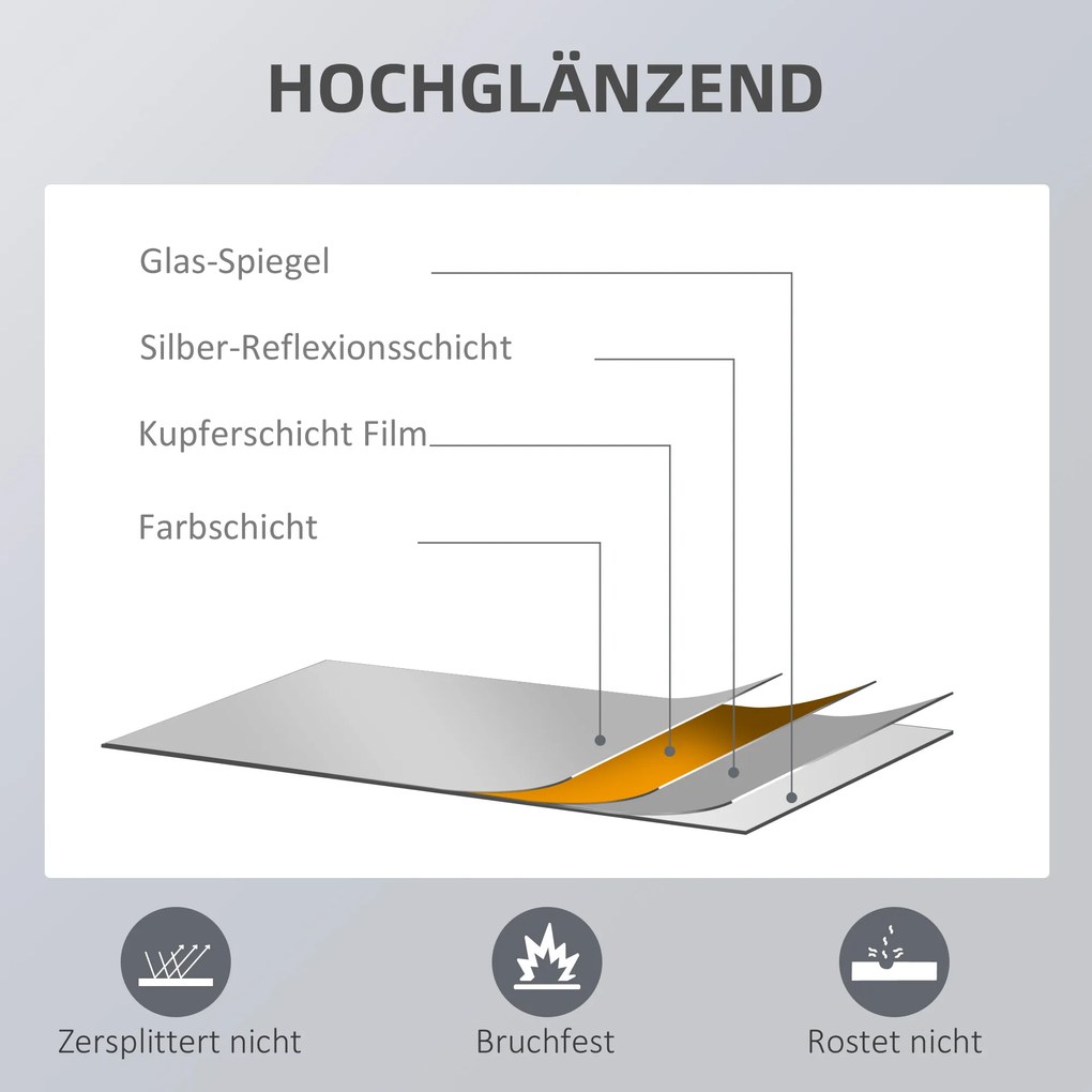 HOMCOM Lustrzany Wieszak na Ścianę 125x45cm z Drewnianą Ramą Naturalny Wystrój Korytarza | Aosom PL