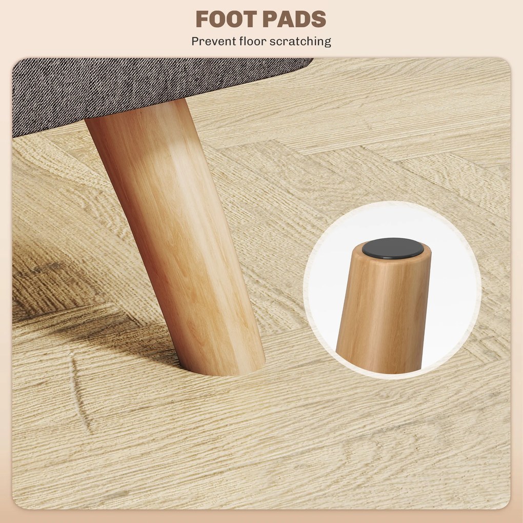 HOMCOM Pufa z wyściełaniem, imitacja lnu, drewniane nogi, maksymalne obciążenie 110 kg, szary