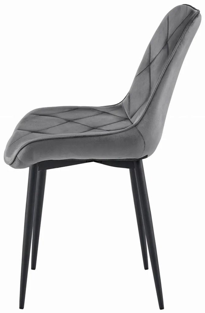 Aksamitne krzesło do jadalni TOR, ciemnoszare