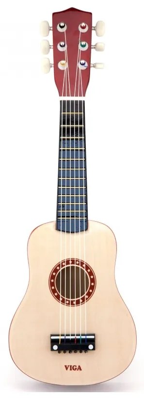 Viga drewniana gitara dla dzieci naturalna 21 cali 6 strun