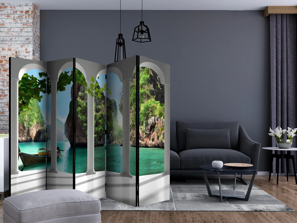 Parawan akustyczny Pejzaże 225x172 cm 5-częściowy szary ARTGEIST B