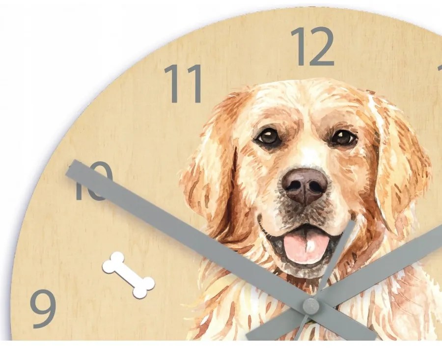 Zegar na ścianę cichy do pokoju dziecięcego drewniany nowoczesny piesek