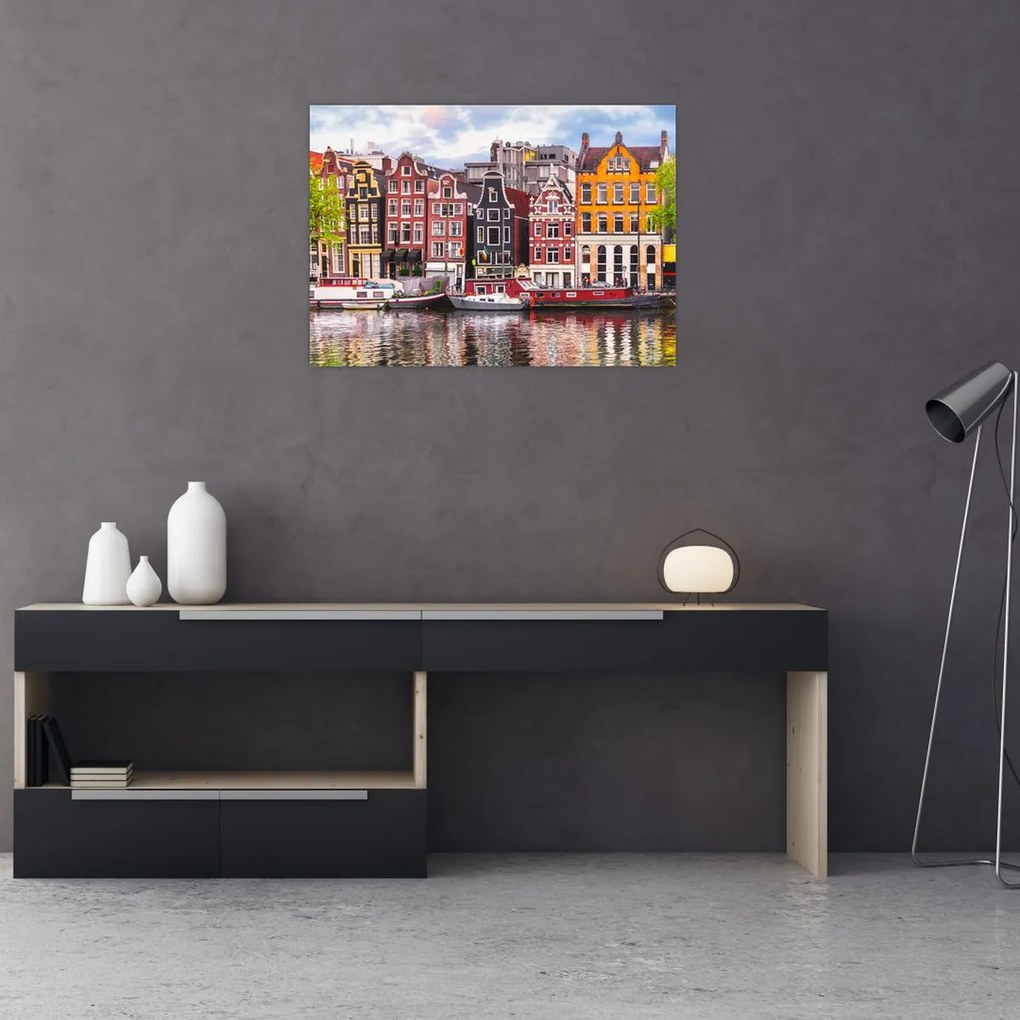 Obraz na szkle - Amsterdam, domy tańca (70x50 cm)