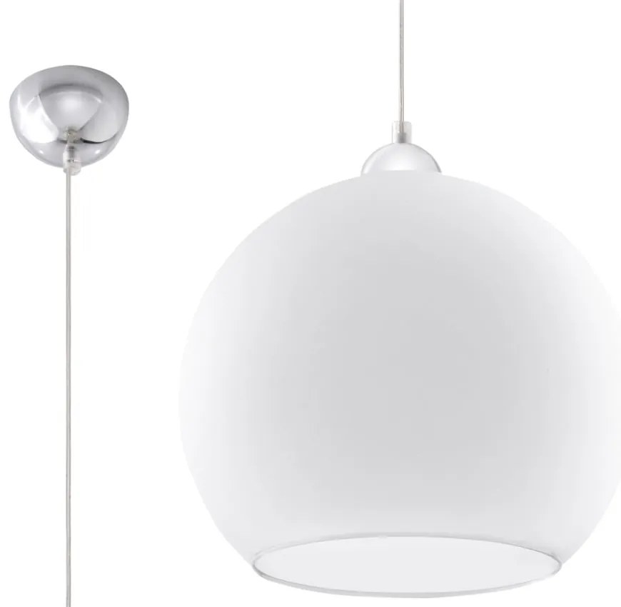 Biała lampa wisząca z szklanym kloszem ø 30 cm Bilbao – Nice Lamps
